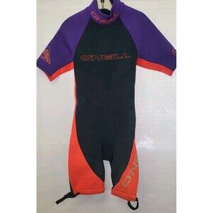 O’Neil Reactor Full Back Zip Wetsuit Womens Sz Medium Purple Pink Black Surf